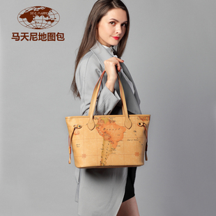 地图女包 单肩包 斜挎包新款潮欧美正品女包包中马天尼包包