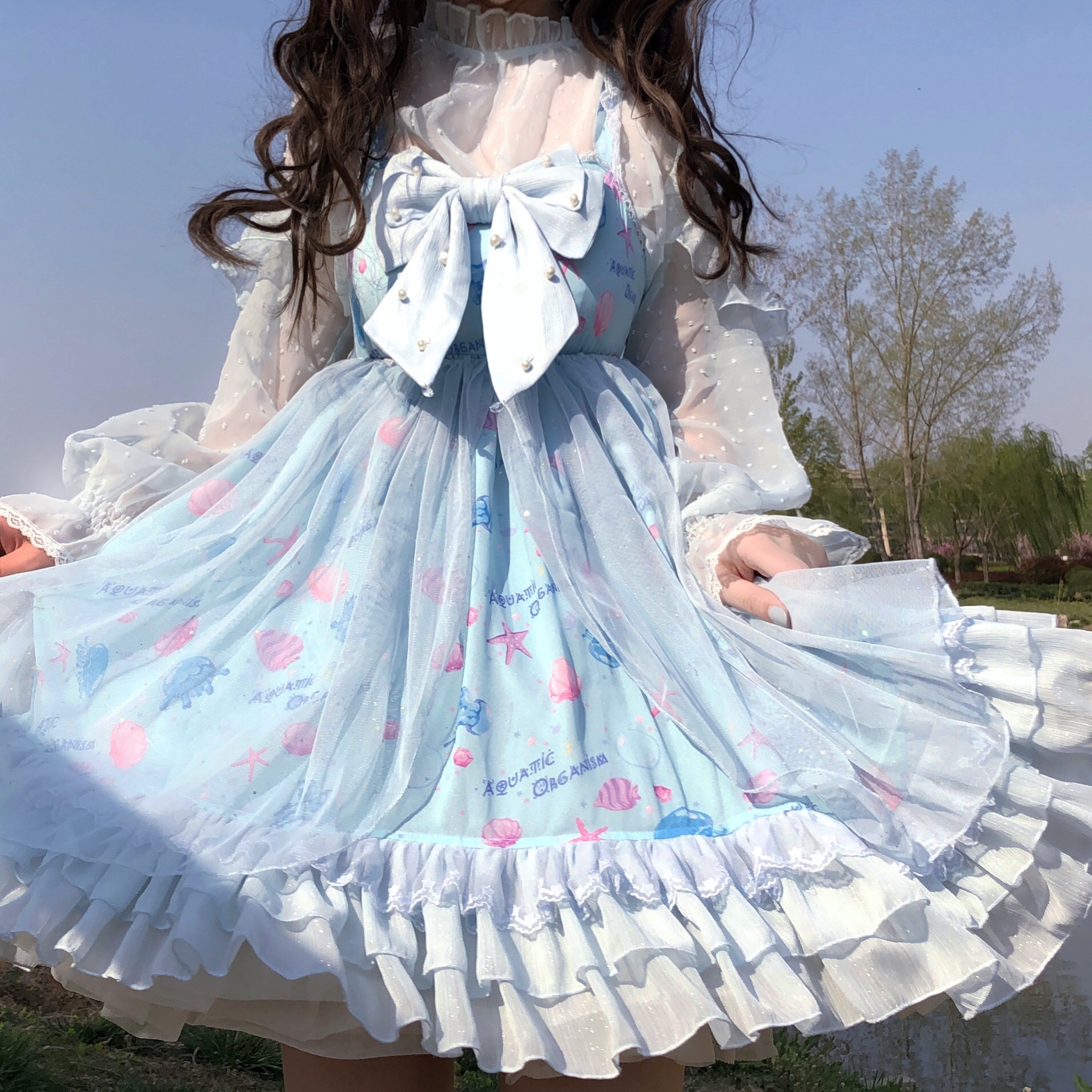 月有引力 lolita原创 夏日清凉 水生生物JSK 【有纱款】二团预定在类目 模玩/动漫/周边/cos/桌游, 二次元洛丽塔, 洛丽塔/软妹装/洋装中 - 来自Buy2taobao.com提供专业的淘宝代购服务
