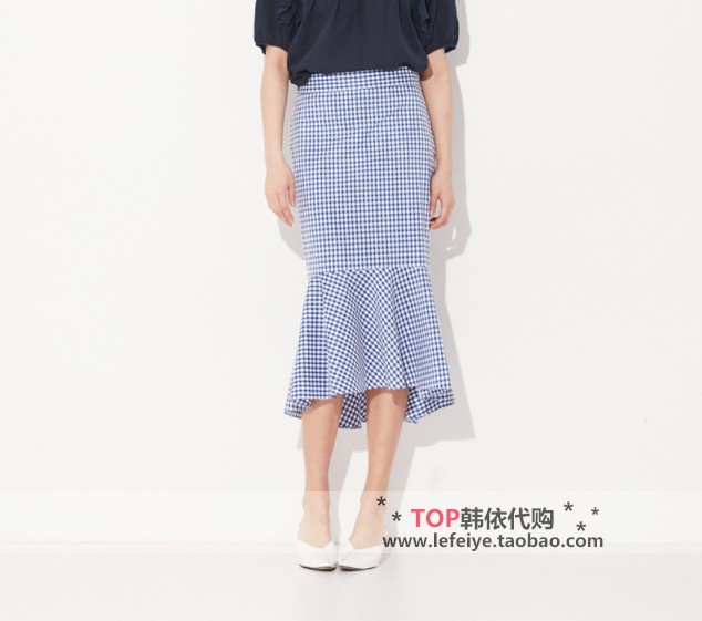 LAP 韩国直邮19夏女士格子侧拉链荷叶边修身休闲半身长裙AK2WS581在类目 女装/女士精品, 半身裙中 - 来自Buy2taobao.com提供专业的淘宝代购服务