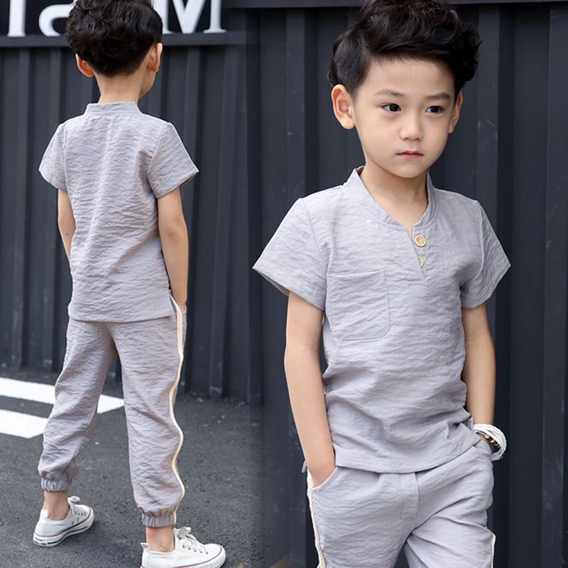 童装男童夏装棉麻短袖套装儿童2019新款夏季中大童男孩韩版两件套在类目 童装/婴儿装/亲子装, 套装中 - 来自Buy2taobao.com提供专业的淘宝代购服务