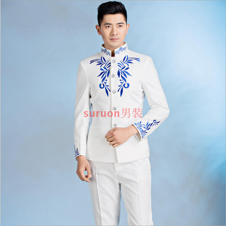 男中山装套装修身舞台大合唱服装 歌手主持人司仪演出服男士礼服在类目 男装, 民族服装中 - 来自Buy2taobao.com提供专业的淘宝代购服务