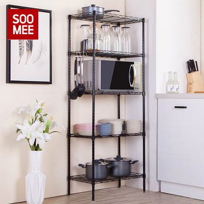 厨房置物架落地多层收纳架家用不锈钢用品锅碗架调料架储物架架子