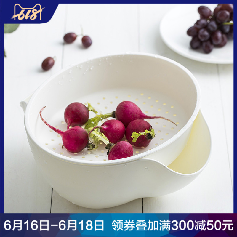 ✅ 双层塑料沥水篮水果篮客厅家用创意多功能淘米器滴水盘茶几果盘|ruв категории посуда, посуда, фрукты бассейна/компот/корзина - от Buy2taobao.com для оказания профессиональной услуги покупки агента Taobao