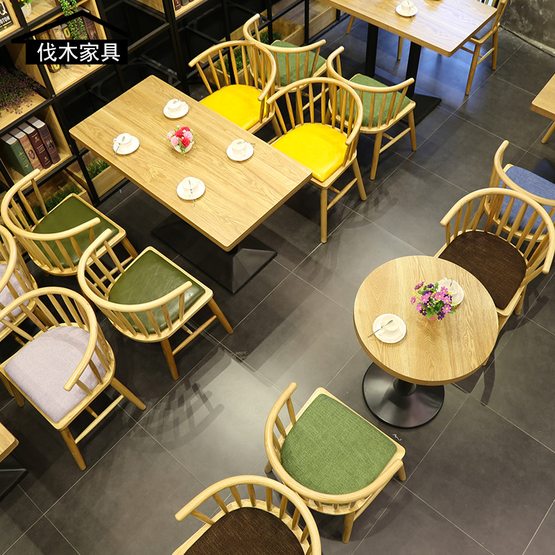 北欧咖啡厅桌椅 实木温莎椅 甜品店奶茶店桌椅组合洽谈休闲餐桌椅|ruв категории коммерческий/офисная мебель, ресторан/выпечка мебель, обеденный стол и стул - от Buy2taobao.com для оказания профессиональной услуги покупки агента Taobao