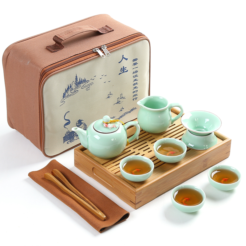 tea set suit household ceramics teapot teacup simple and easy Travelling bag Mini portable outdoors vehicle Kung Fu tea trayin the Tableware , Tea set , Kung Fu Tea category - from Buy2taobao.com to provide professional Taobao agent buy service