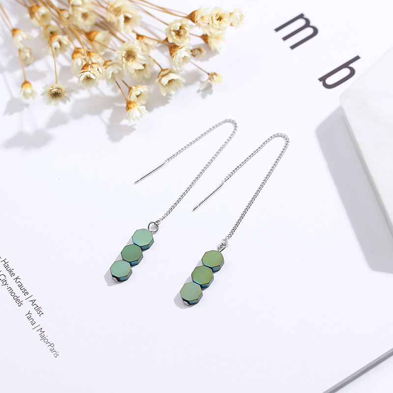 Like a breath of fresh air S925 Sterling Silver Ear line Geometry Hexagon Earrings Blue and green have more cash than can be accounted for tassels Earringsin the Accessories/Fashion Jewelry, Earring , Ear wire category - from Buy2taobao.com to provide professional Taobao agent buy service