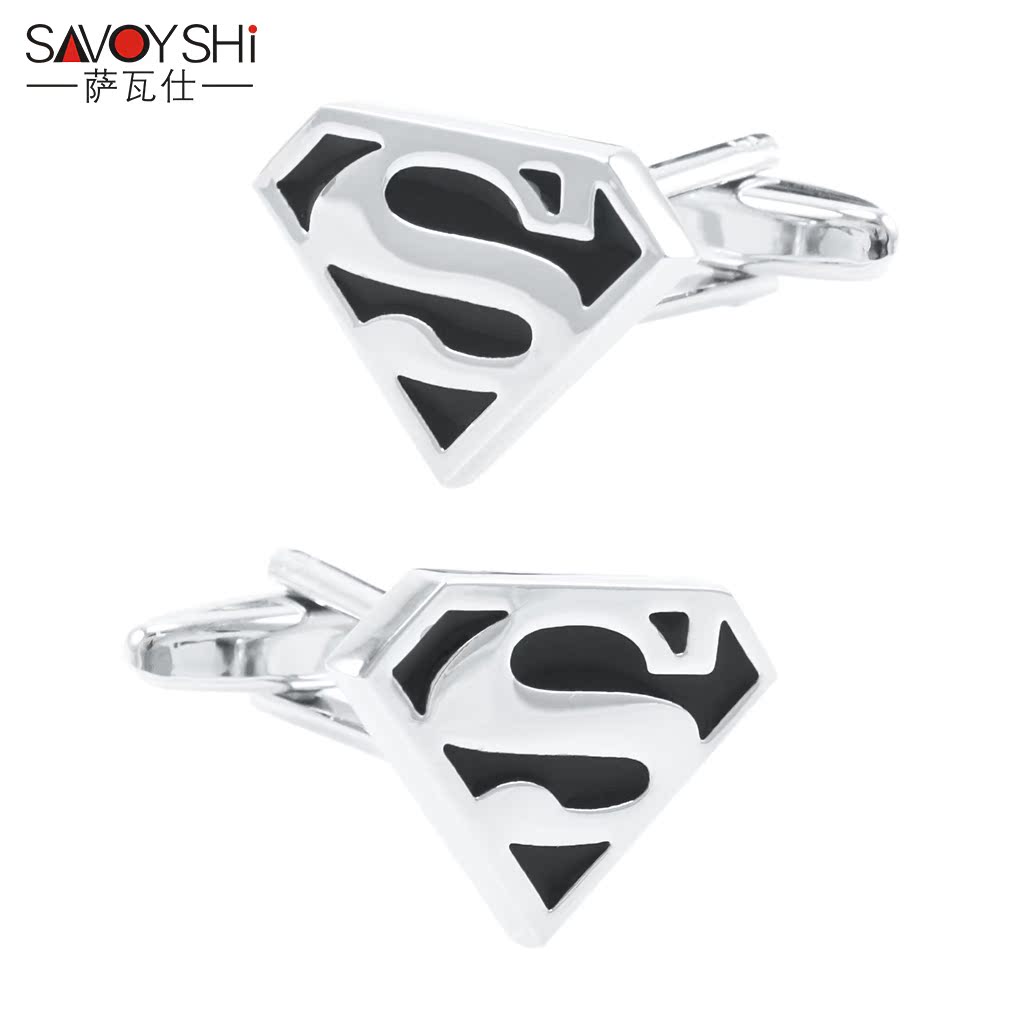 Savoie Silver Black superman sign Cufflinks French shirt Cuff man Sleeve nail Movies hero Supermanin the Accessories/Leather belt/Hat/Muffler , Cufflink category - from Buy2taobao.com to provide professional Taobao agent buy service