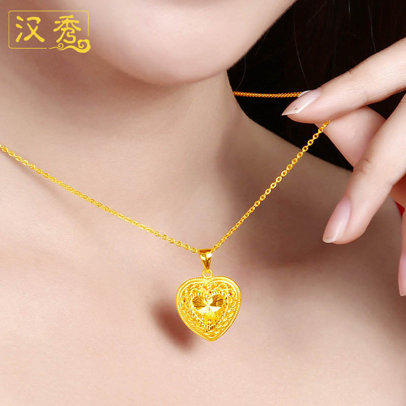 Han Xiu 999 Sufficient gold heart-shaped gold Pendant Peach Pendant new pattern clavicle love Necklace Pendantin the Jewelry/Diamond/Jade/Gold , Gold jewelery (New) , Choker category - from Buy2taobao.com to provide professional Taobao agent buy service