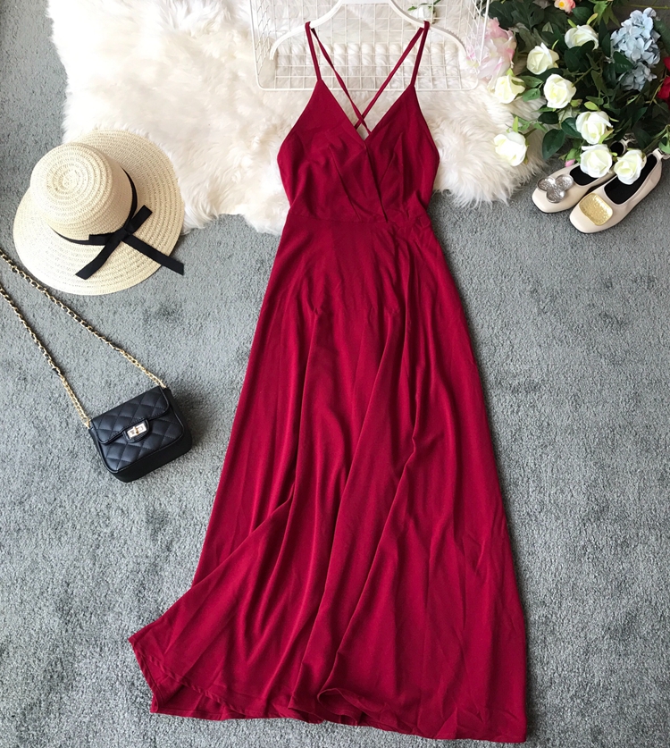 Maldives Maxi dress Thailand Bali Seaside on vacation longuette Backless braces skirt gules Dressin the Personalized custom/Design Services/DIY , Custom clothing bags , Custom clothing , Custom knitting class category - from Buy2taobao.com to provide professional Taobao agent buy service