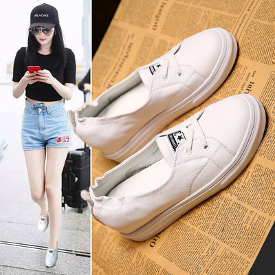 浅口小白鞋女内增高2018夏季新款韩版百搭春季透气一脚蹬懒人单鞋