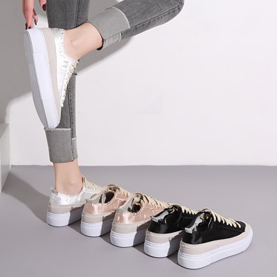 内增高小白鞋女2018秋季新款韩版百搭西班牙小众鞋厚底松糕单鞋女