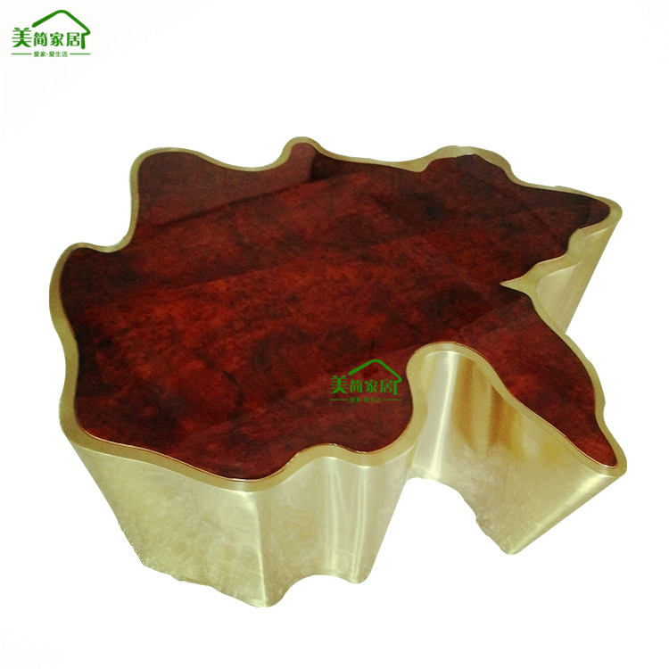 Irregular tea table Modern minimalist Stainless steel golden Coffee table Ready Burl Wood finish Open Houses Custom furniturein the Residential furniture , Categories , Tea table category - from Buy2taobao.com to provide professional Taobao agent buy service