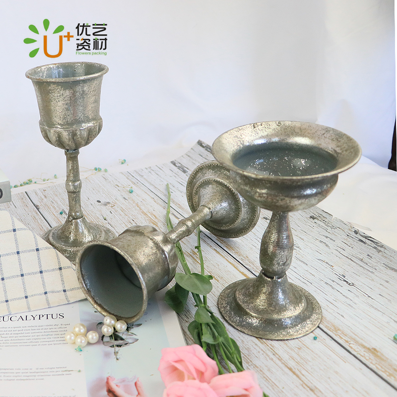 花翁法式复古插花器欧式婚礼摆件烛台杯盏做旧金属花瓶金银插花器|msdalam kategori Aksesori rumah, pasu/bunga/bunga tiruan/perhiasan imitasi, bunga/pasu, bunga yang lain - dari Buy2taobao.com untuk memberikan perkhidmatan ejen Taobao profesional membeli