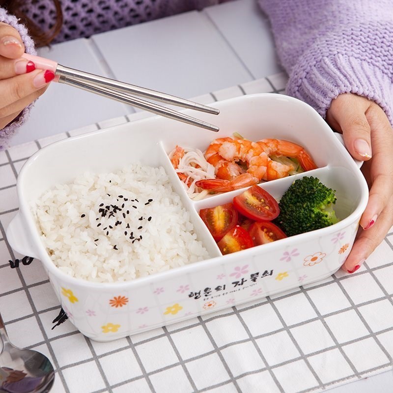 Fourfold single fashion With cover Separated ceramics Lunch box Microwave Oven Dedicated student Lunch box Dishes Large Dishesin the Tableware , Fresh container/Fresh Containers , Crisper category - from Buy2taobao.com to provide professional Taobao agent buy service