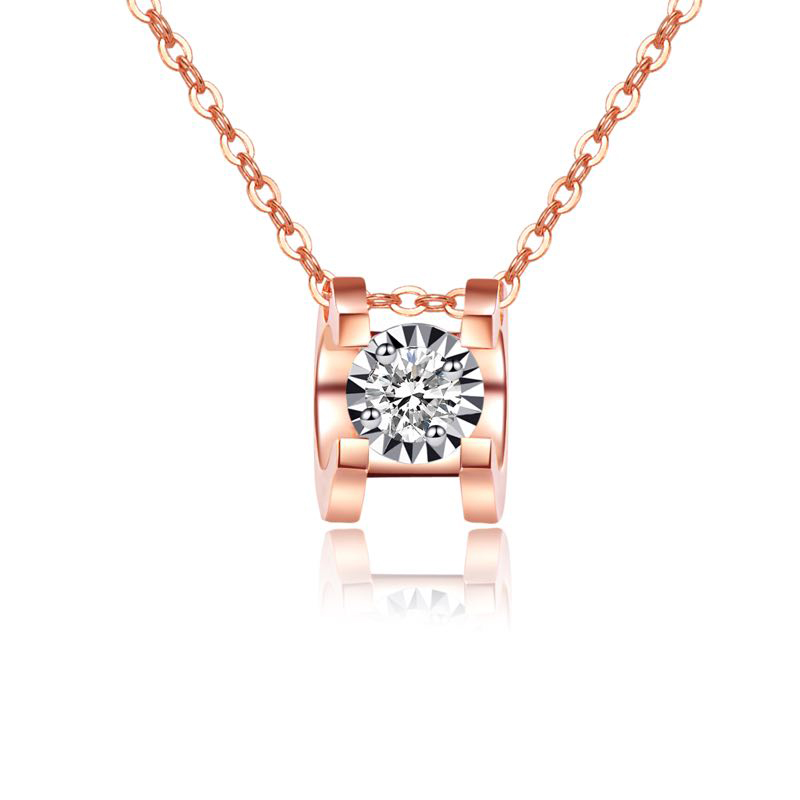 18K金H型牛头爪车花钻石吊坠 套链|msdalam kategori Aksesori/Barang Kemas Fesyen, kalung - dari Buy2taobao.com untuk memberikan perkhidmatan ejen Taobao profesional membeli