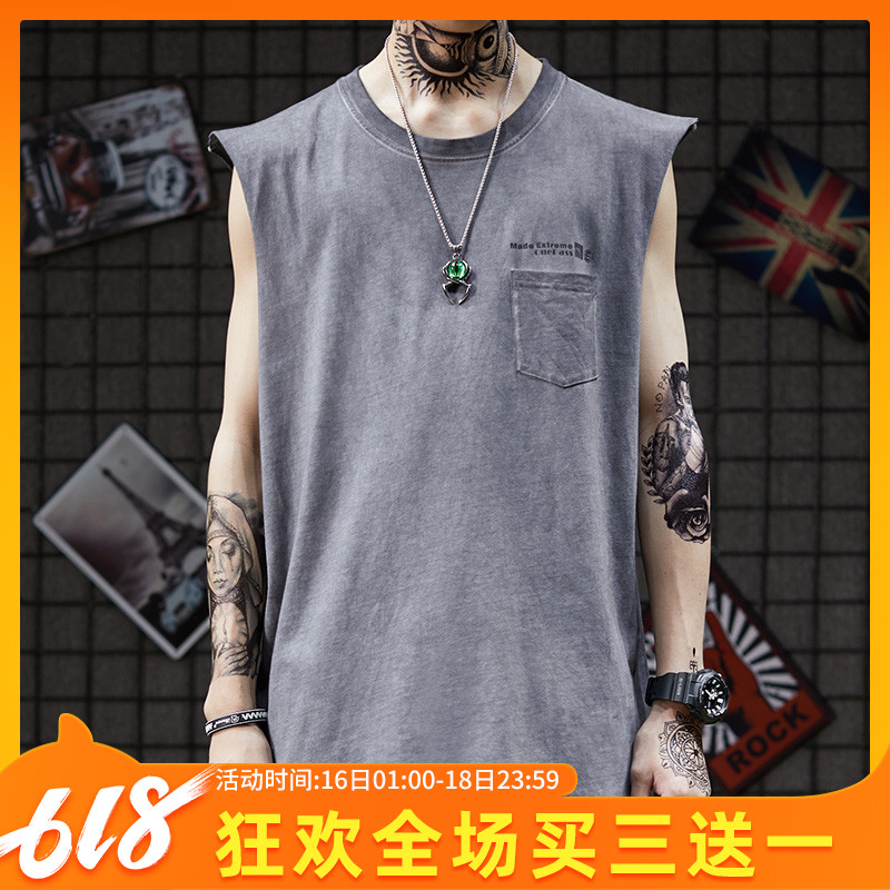 潮牌背心男夏季超火cec寬松上衣口袋裝飾寬松oversize透氣無袖T恤在類目 男裝, 背心/馬甲中 - 來自Buy2taobao.com提供專業的淘寶代購服務