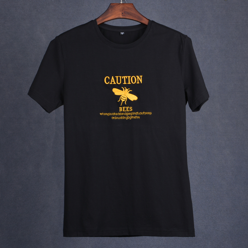 2019 summer Short sleeved T-shirt Chaopai honeybee Embroidery T-shirts T-shirt Korean Edition Self cultivation lovers Halfin the Men's clothing, T-shirt category - from Buy2taobao.com to provide professional Taobao agent buy service