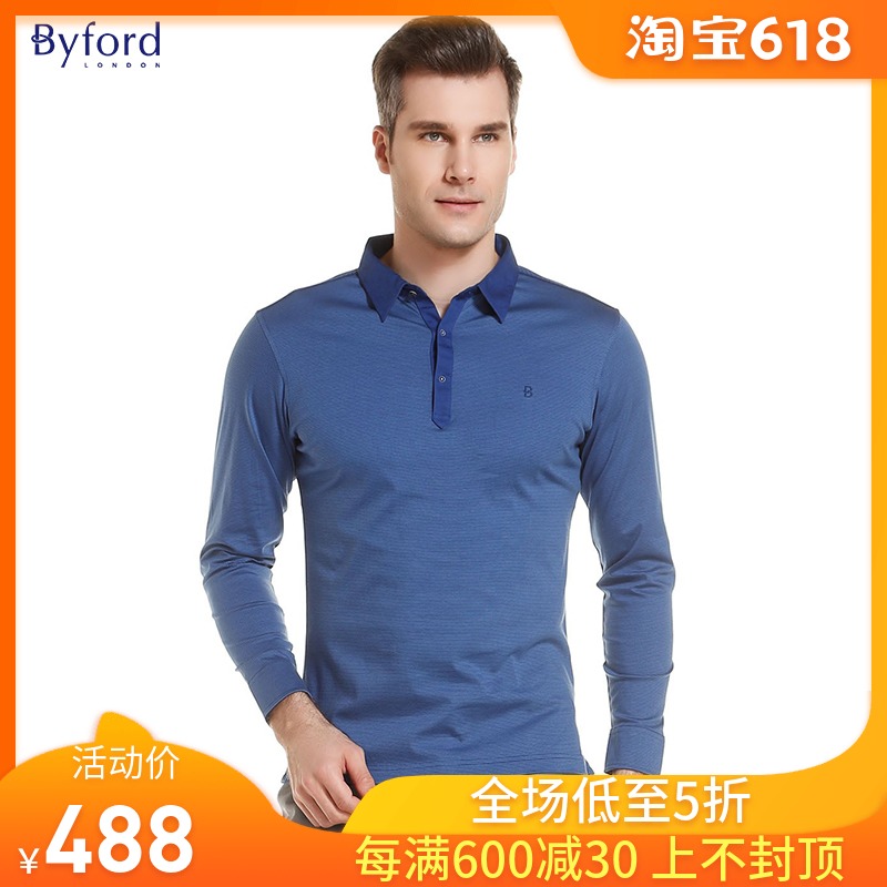 Byford/百富品牌折扣男士全棉有纽长袖T-恤日常休闲T恤衫—MW8246|ruв категории Мужская одежда, футболка - от Buy2taobao.com для оказания профессиональной услуги покупки агента Taobao