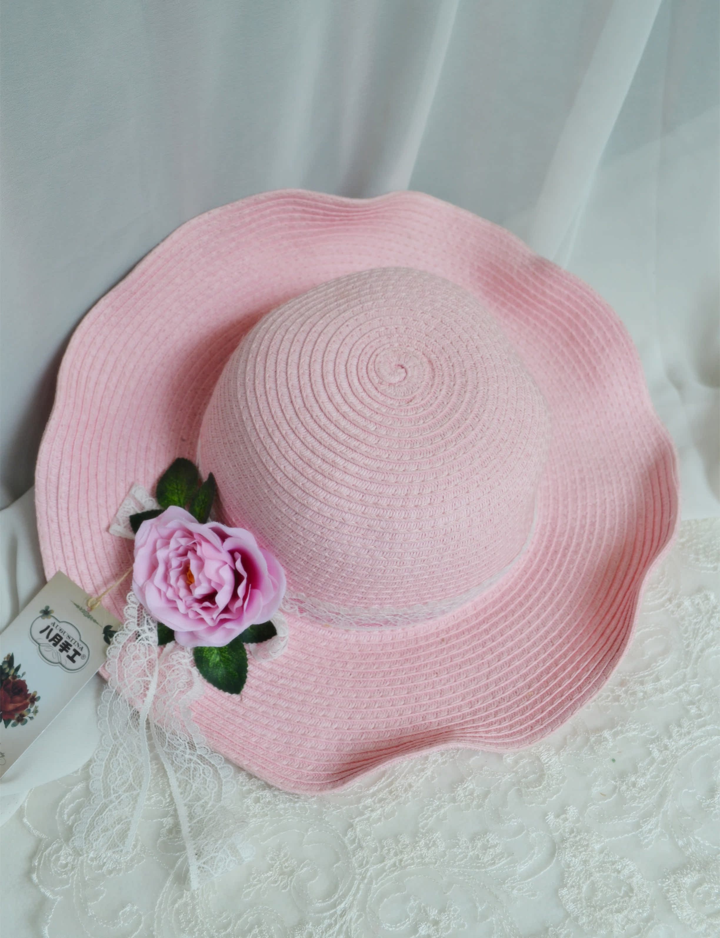 manual girl Flower Straw hat Lace bow Foldable Big hat Sunscreen Parenting Sandy beach Visorin the Sports/Yoga/Fitness/Fans supplies , Swim , Swimming equipment , Visor/Beach hat category - from Buy2taobao.com to provide professional Taobao agent buy service