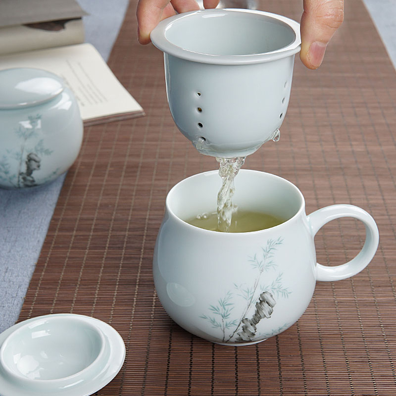 Celadon teacup ceramics Tape filter Tea separate lady Porcelain Office Time Tea teacupin the Tableware , Tea set , Cup category - from Buy2taobao.com to provide professional Taobao agent buy service