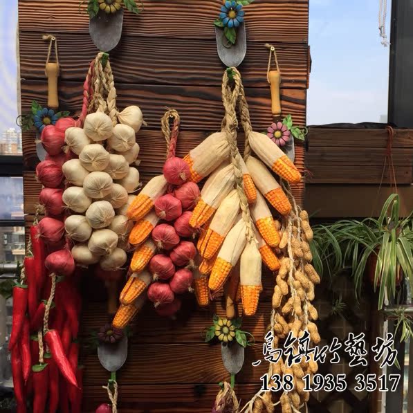 仿真红辣椒蔬菜农家乐装饰品饭店小庭院挂饰布置模型假大蒜姜玉米