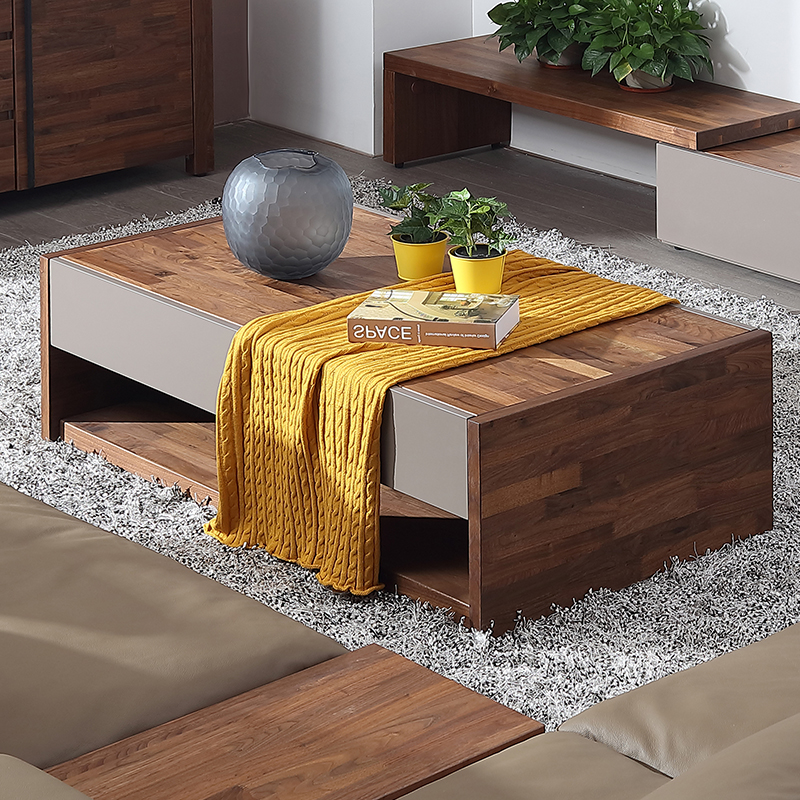 Northern Europe Solid wood coffee table modern a living room tea table Black Walnut Small apartment multi-function Storage Living Room Furniturein the Residential furniture , Categories , Tea table category - from Buy2taobao.com to provide professional Taobao agent buy service