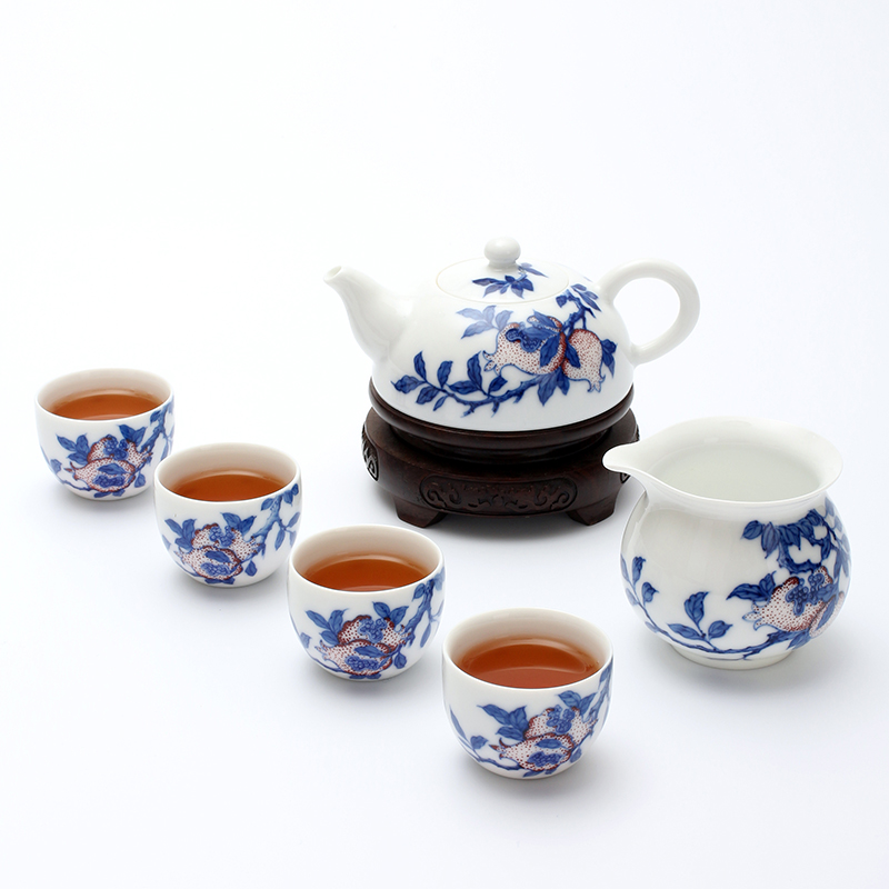 九琬山房 磬声手绘青花五彩8头功夫茶具景德镇茶壶茶杯套装礼品盒|msdalam kategori pinggan mangkuk, set teh, Pakej teh - dari Buy2taobao.com untuk memberikan perkhidmatan ejen Taobao profesional membeli