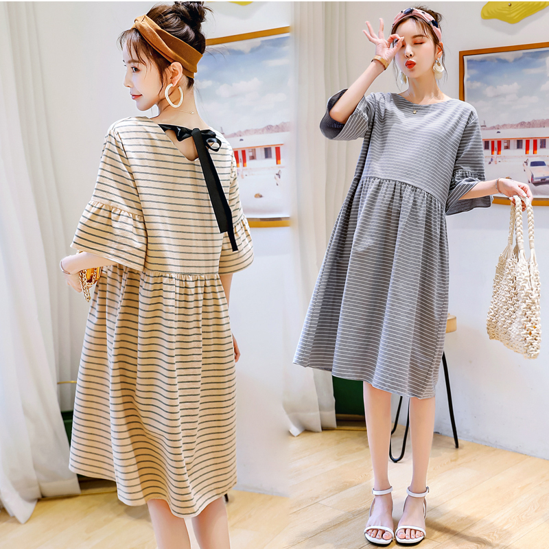 pregnant woman Summer dress 2019 Freaky fashion stripe pure cotton skirt A summer mom summer Chao Main the Maternity/Maternal supplies/Nutrition , Maternity , Dress category - from Buy2taobao.com to provide professional Taobao agent buy service