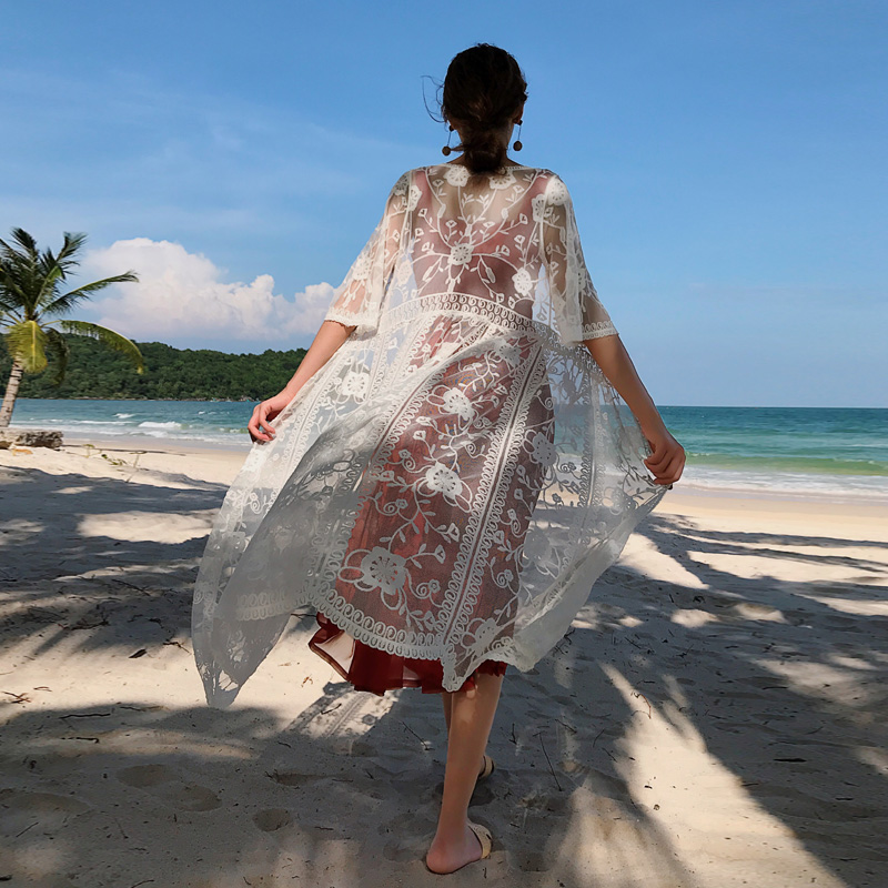 旅行路上马尔代夫海边度假防晒衫女2019夏季新款蕾丝外搭开衫长款在类目 女装/女士精品, 蕾丝衫/雪纺衫中 - 来自Buy2taobao.com提供专业的淘宝代购服务