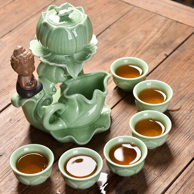 半自动功夫茶具套装简约陶瓷家用茶壶石磨泡茶器懒人创意茶杯|msdalam kategori pinggan mangkuk, set teh, Kung Fu teh - dari Buy2taobao.com untuk memberikan perkhidmatan ejen Taobao profesional membeli