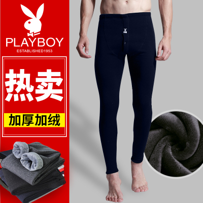 花花公子冬季男士保暖裤加厚加绒裤秋冬款纯棉裤打底秋裤修身毛裤