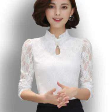 Sweater 2017 Spring Lace shirt Ladies Plush thickening Short sleeved T-shirt Female models Blouse lady Primerin the Women's clothing/Boutique , Lace shirt/Chiffon shirt category - from Buy2taobao.com to provide professional Taobao agent buy service