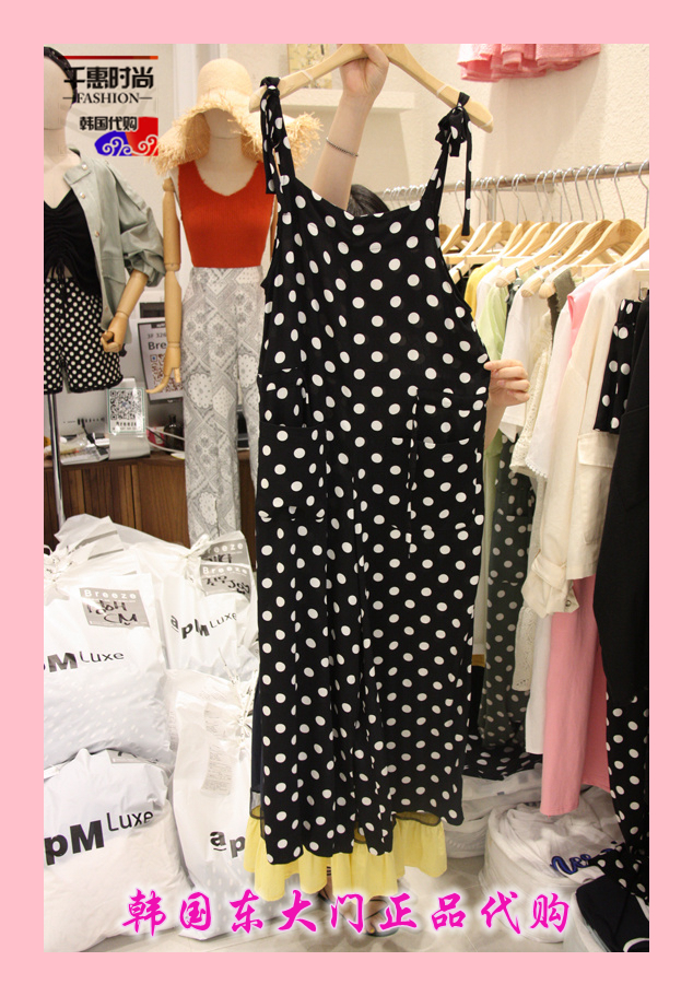 韩国正品代购2019女装新款Breeze 女无袖吊带波点宽松连体裤均码|msdalam kategori Butik wanita / wanita, seluar, seluar santai - dari Buy2taobao.com untuk memberikan perkhidmatan ejen Taobao profesional membeli