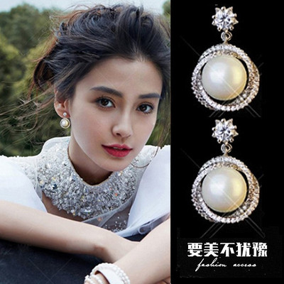 珍珠耳环女纯银气质韩国防过敏高级感小众耳坠银优雅大气名媛耳饰