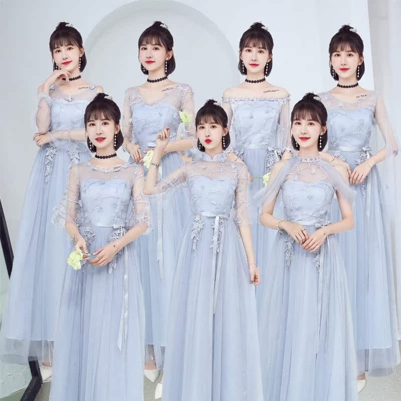伴娘礼服女2018合唱团一字姐妹团韩版长款新款婚礼显瘦灰色肩短秋在类目 女装/女士精品, 婚纱/旗袍/礼服, 礼服/晚装中 - 来自Buy2taobao.com提供专业的淘宝代购服务