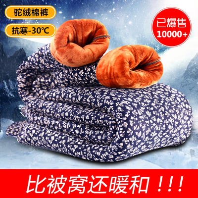 棉裤女冬季驼绒加绒加厚男老人妈妈宽松奶奶东北中老年保暖裤冬装