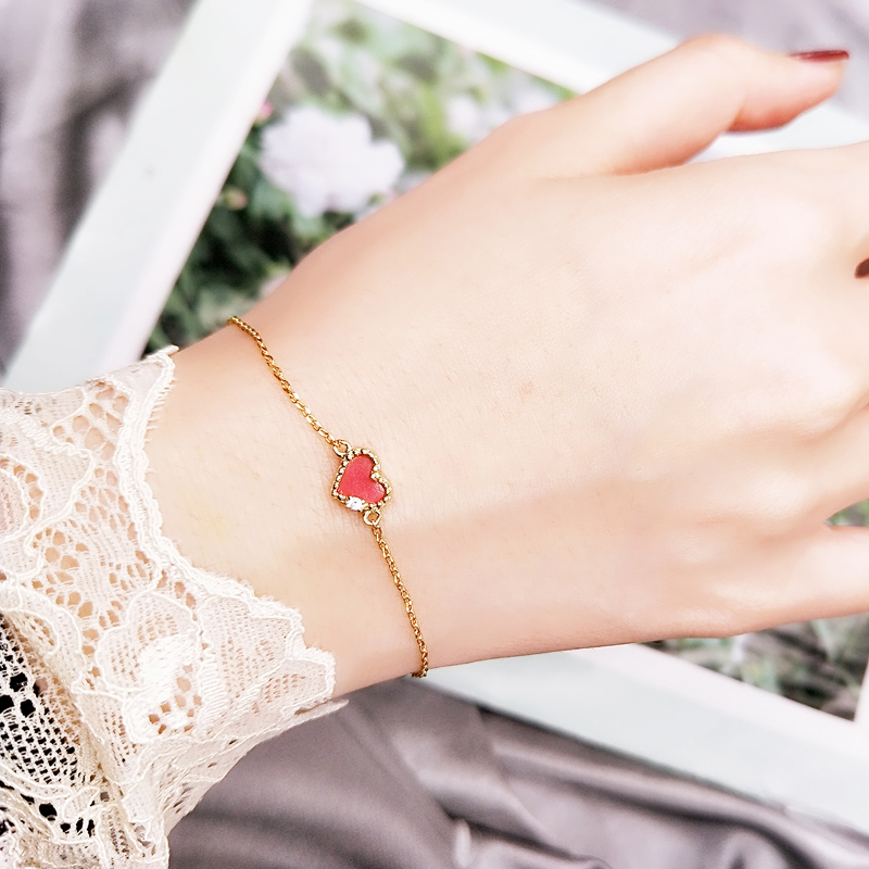 the republic of korea fashion temperament Versatile Simplicity golden Mini Sweet Peach Diamond S925 Sterling Silver Coral love Braceletin the Accessories/Fashion Jewelry, Bracelets category - from Buy2taobao.com to provide professional Taobao agent buy service