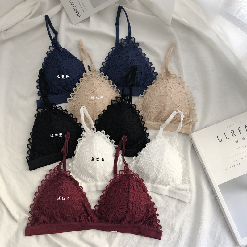 夏季2019新款少女蕾丝勾花薄内衣法式三角杯抹胸吊带文胸女装胸罩|ruв категории Нижнее белье, подтяжки/жилет/футболка - от Buy2taobao.com для оказания профессиональной услуги покупки агента Taobao