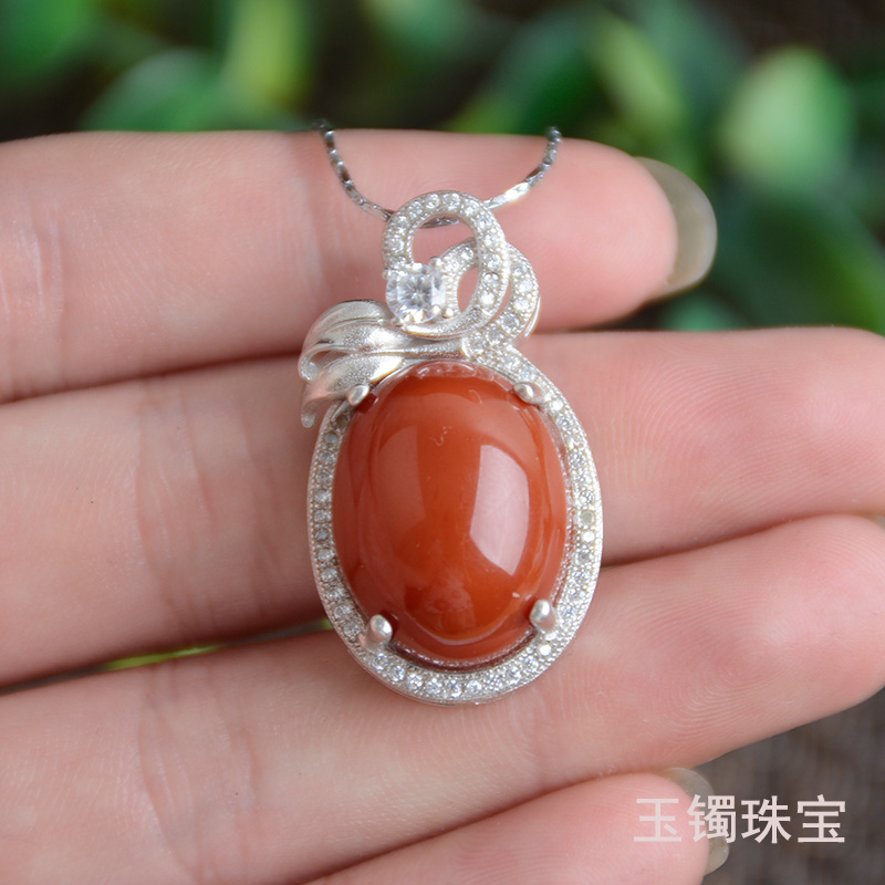 南红玛瑙吊坠女款 925银镶嵌吊坠 玉佩吊坠情侣款 天然玉石玉器|ruв категории Украшения,ювелирные изделия, кулон/кулон - от Buy2taobao.com для оказания профессиональной услуги покупки агента Taobao