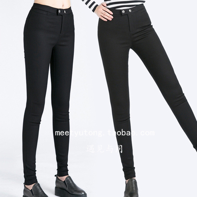 秋冬百搭外穿魔术打底裤弹力显瘦黑色中腰加绒加厚小脚长裤铅笔裤