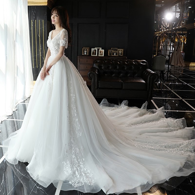 婚纱礼服2019新款森系赫本白色孕妇女新娘主纱一字肩拖尾大码显瘦|ruв категории Женская одежда, Cвадебные платья, свадебное платье - от Buy2taobao.com для оказания профессиональной услуги покупки агента Taobao