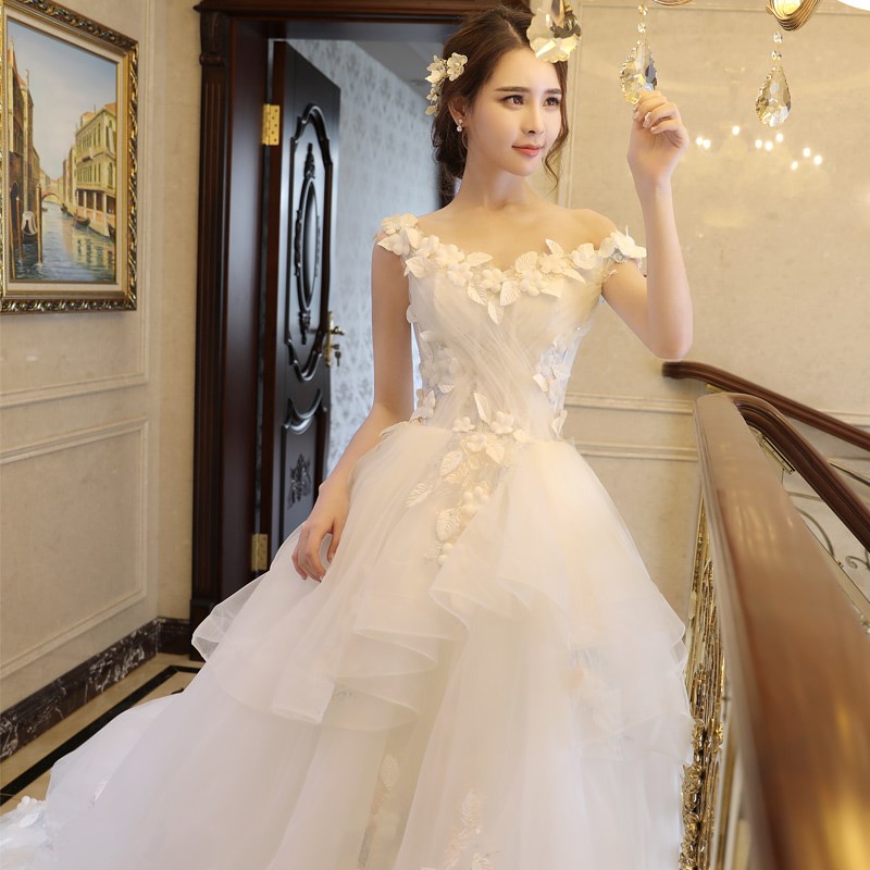 一字肩法式轻婚纱裙2019新款简约拖尾新娘礼服女高腰齐地孕妇森系|ruв категории Женская одежда, Cвадебные платья, свадебное платье - от Buy2taobao.com для оказания профессиональной услуги покупки агента Taobao