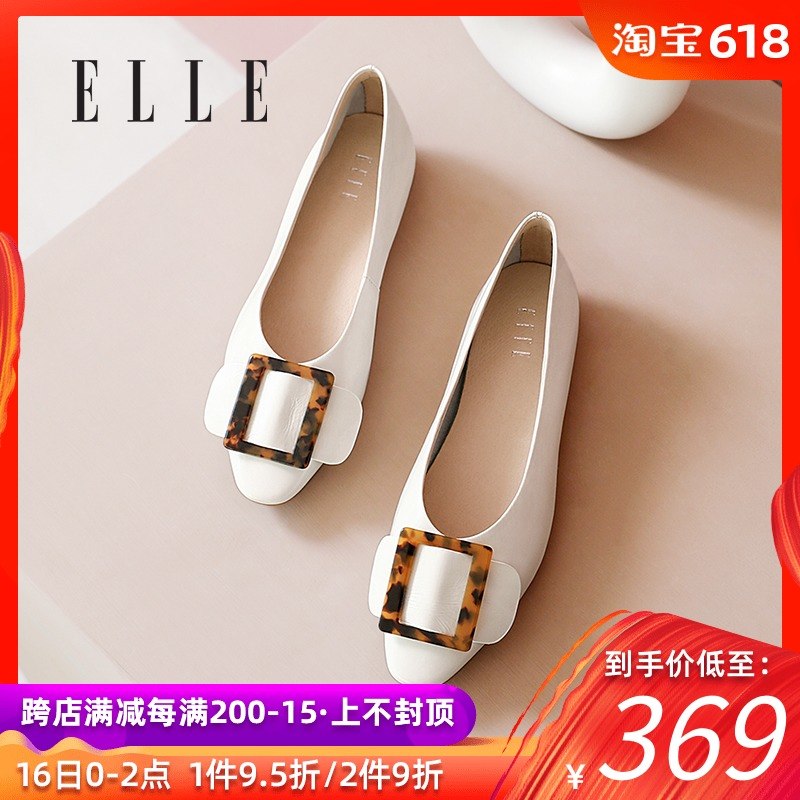 ELLE Leather flat shoes 2019 Spring and summer new pattern Tip Shallow mouth Square buckle Versatile Retro Patent leather soft sole Single shoesin the Women's Shoes, Low shoes category - from Buy2taobao.com to provide professional Taobao agent buy service