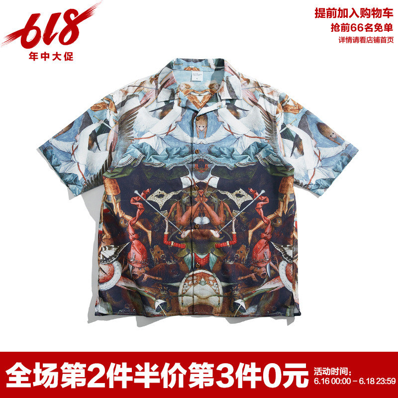 悟空有货夏季新款国潮牌欧美高街抽象文艺油画宽松短袖衬衫上衣男|msdalam kategori Pakaian Lelaki, shirt - dari Buy2taobao.com untuk memberikan perkhidmatan ejen Taobao profesional membeli