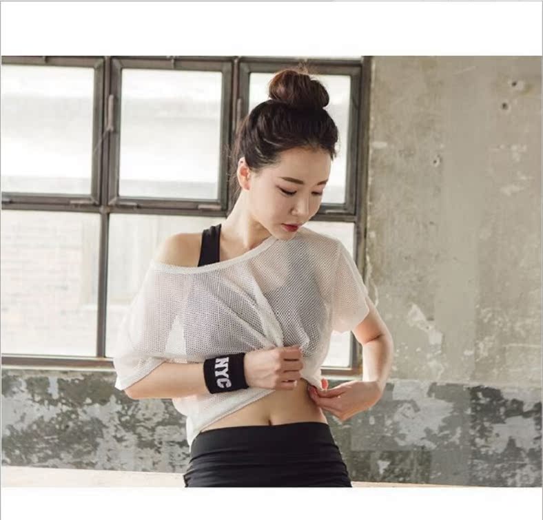 Summer style yoga Fitness wear translucent Mesh Short sleeved Easy Bodybuilding Smock Sports t-shirtsin the Sports/Yoga/Fitness/Fans supplies , Yoga , Yoga clothes category - from Buy2taobao.com to provide professional Taobao agent buy service