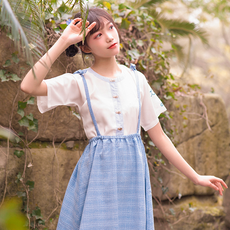 Arbor Shirts Half arm Snap Fasteners Flowers towards Original Embroidery element Improvement Hanfuin the Women's clothing/Boutique , Costume/National costume/Stage costumes , National costume/Costumes category - from Buy2taobao.com to provide professional Taobao agent buy service