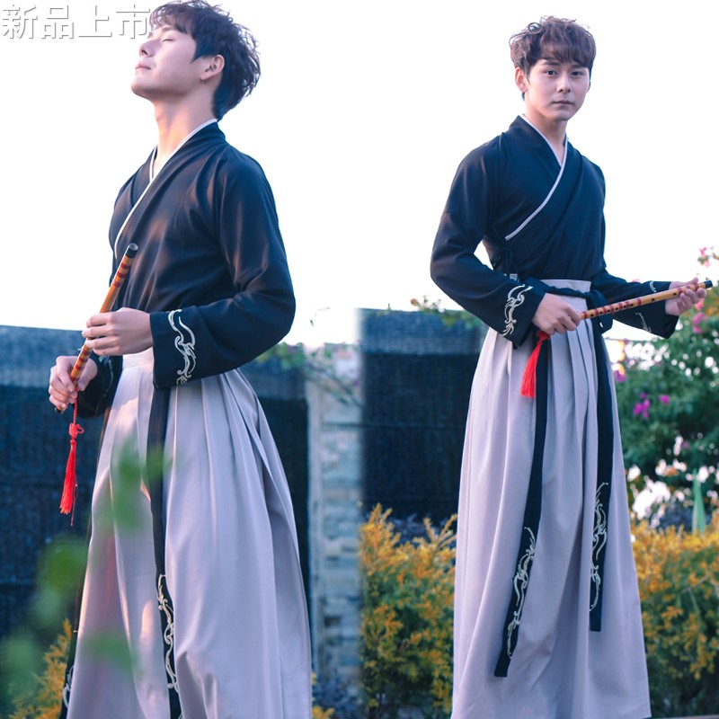中国风套装魏晋风青少年汉服情侣装刺绣古风复古风百鸟朝凤侠客|ruв категории Мужская одежда, национальная одежда - от Buy2taobao.com для оказания профессиональной услуги покупки агента Taobao