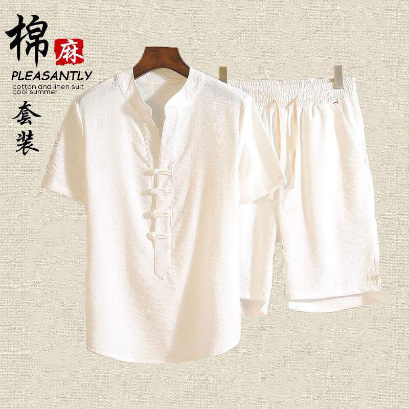 Middle-aged and elderly people dad Cotton and hemp summer father man Flax T-shirt Short sleeved 45-65 Large motion suitin the Men's clothing, T-shirt category - from Buy2taobao.com to provide professional Taobao agent buy service