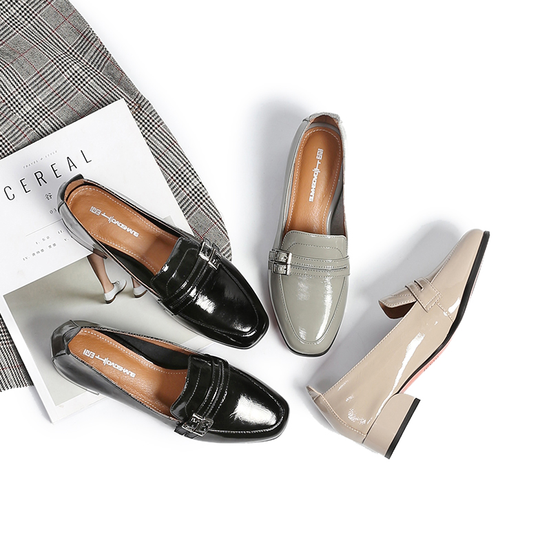 Customized on Island 2018 new pattern genuine leather spring and autumn British style Middle heel Single shoes College wind Lok Fu shoes With crude Women's Shoesin the Women's Shoes, Low shoes category - from Buy2taobao.com to provide professional Taobao agent buy service