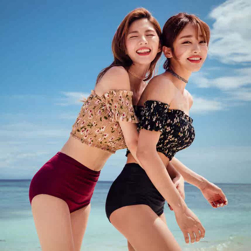 香港潮牌泡温泉女2019新款感显瘦遮肉高腰一字在类目 运动/瑜伽/健身/球迷用品, 游泳, 分体泳衣中 - 来自Buy2taobao.com提供专业的淘宝代购服务